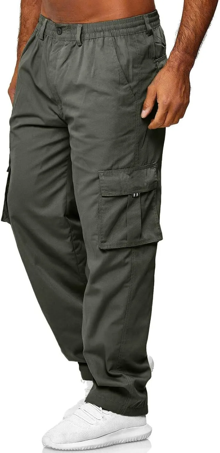 GIERIDUC Men's Lightweight Cargo Pants Sweatpants Athletic Running Fashion Trousers Drawstring Loose Fit Joggers with Pockets