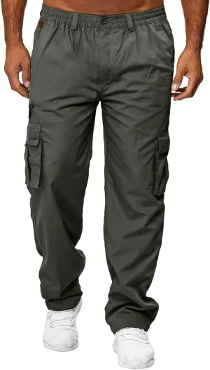GIERIDUC Mens Stretch Waist Cargo Pants Mens Khaki Cargo Pants Relaxed Fit Mens Activewear Pants Tall Best Long Pants for Men
