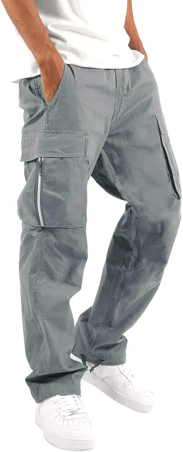 GIERIDUC Men's Wide Leg Flare Sweatpants Men's Lightweight Work Pants Off White Tracksuit Bottoms Long Length Mens Trousers