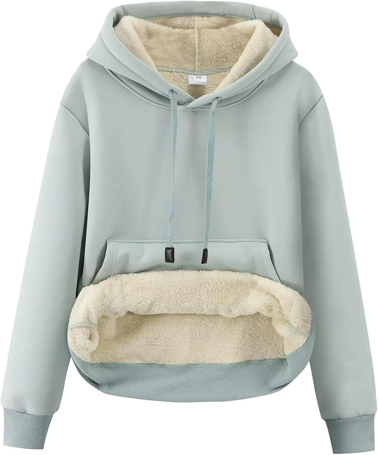 Gihuo Women's Winter Warm Hoodie Sherpa Fleece Lined Pullover Hoodie Hooded Sweatshirt Heavyweight Casual Tops