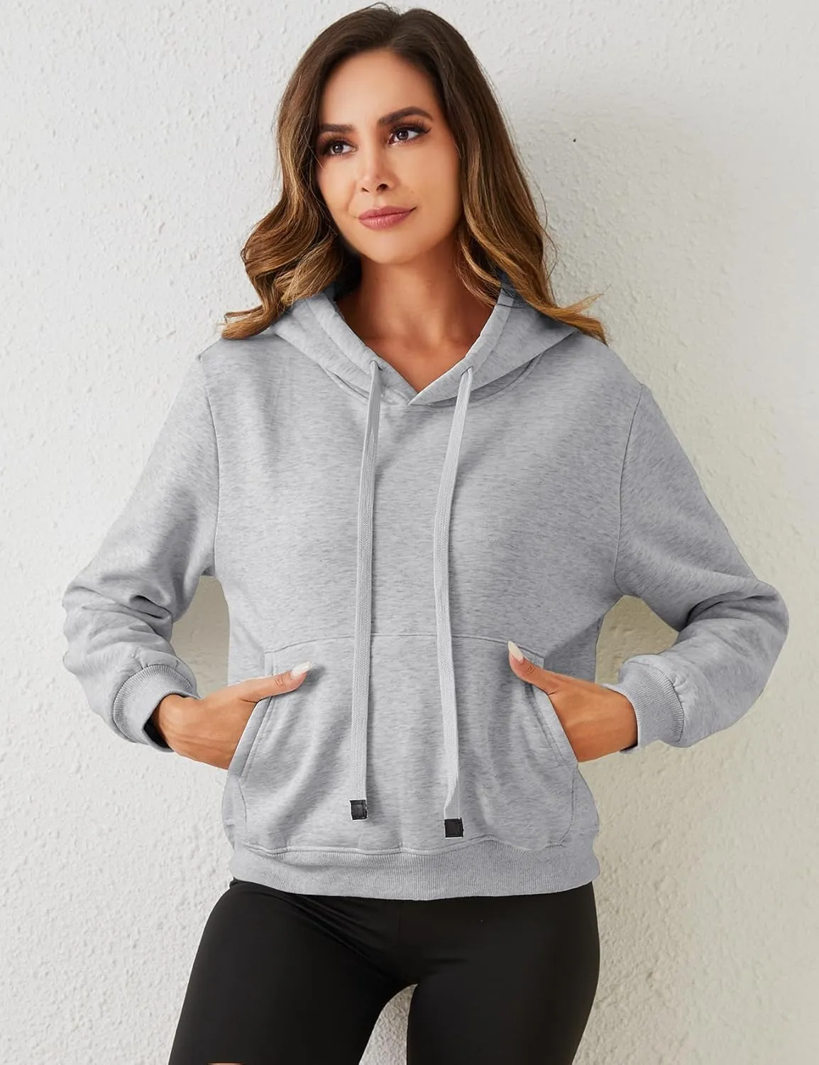 Gihuo Women's Winter Warm Hoodie Sherpa Fleece Lined Pullover Hoodie Hooded Sweatshirt Heavyweight Casual Tops