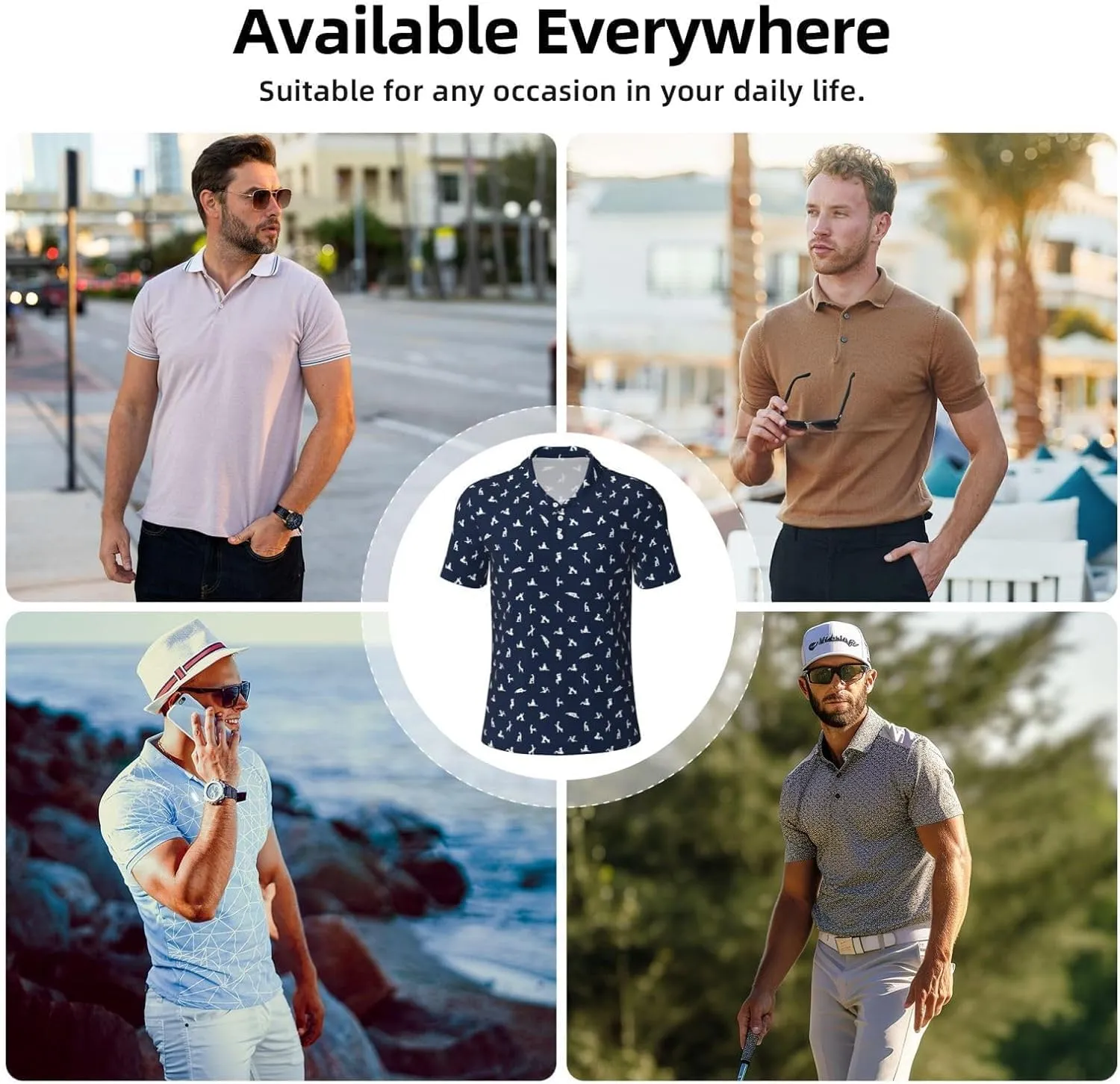 Golf Shirts for Men, Funny Golf Polo Moisture Wicking Dry Fit Short Sleeve