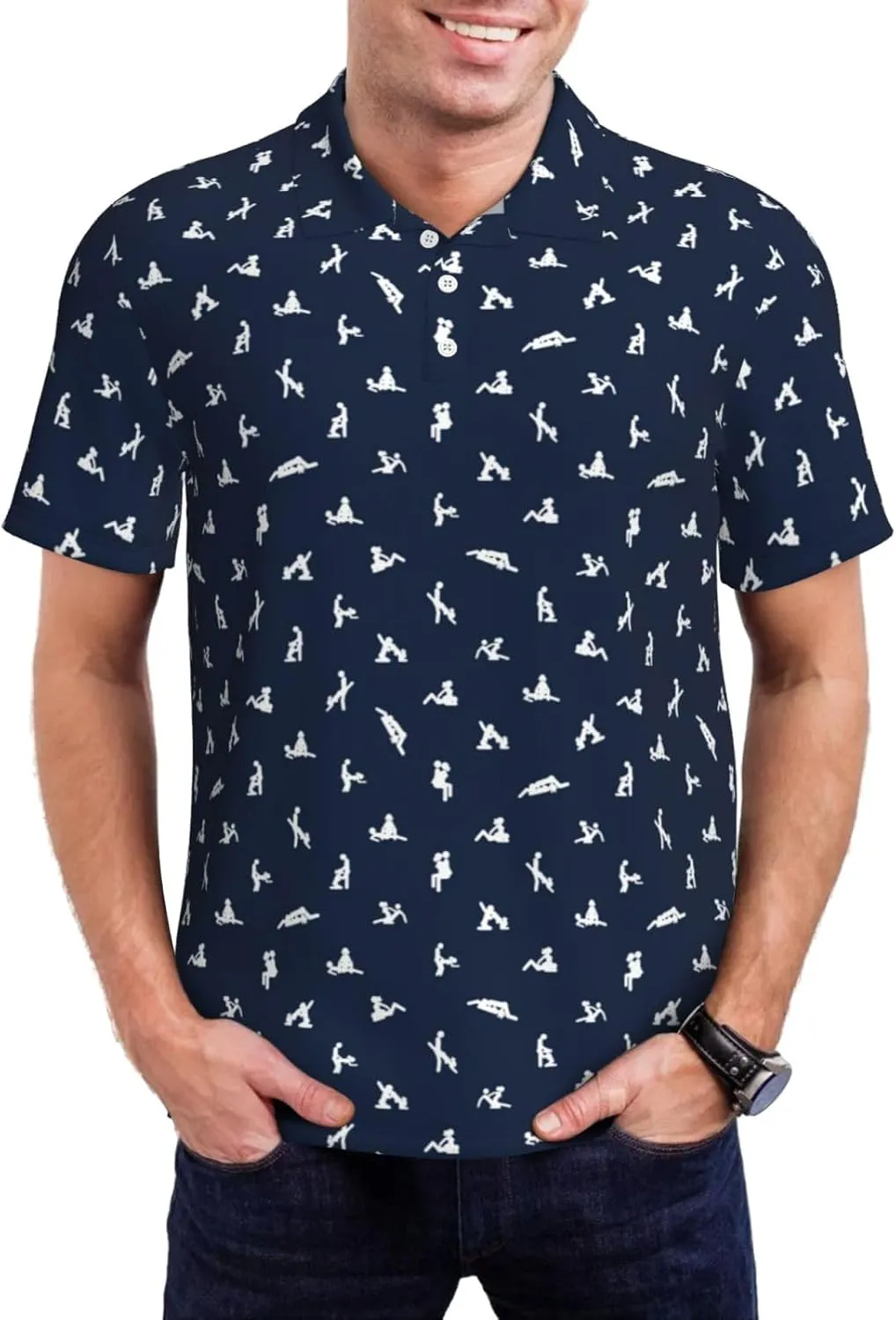Golf Shirts for Men, Funny Golf Polo Moisture Wicking Dry Fit Short Sleeve
