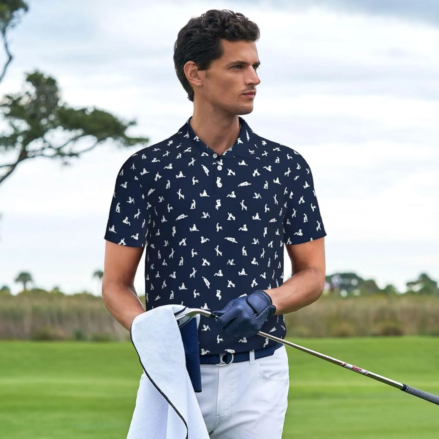 Golf Shirts for Men, Funny Golf Polo Moisture Wicking Dry Fit Short Sleeve