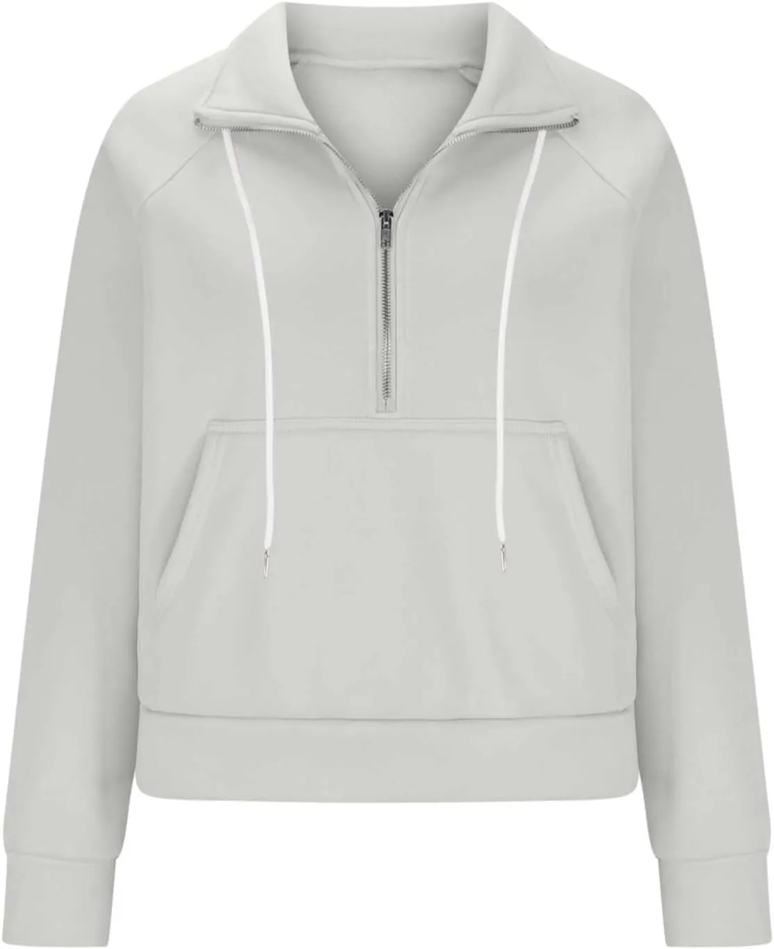 Half Zip Fleece Pullover Sweatshirts Women Fall Crop Sweatshirts No Hood Preppy Sweatshirt Wrap Sweaters with Pockets