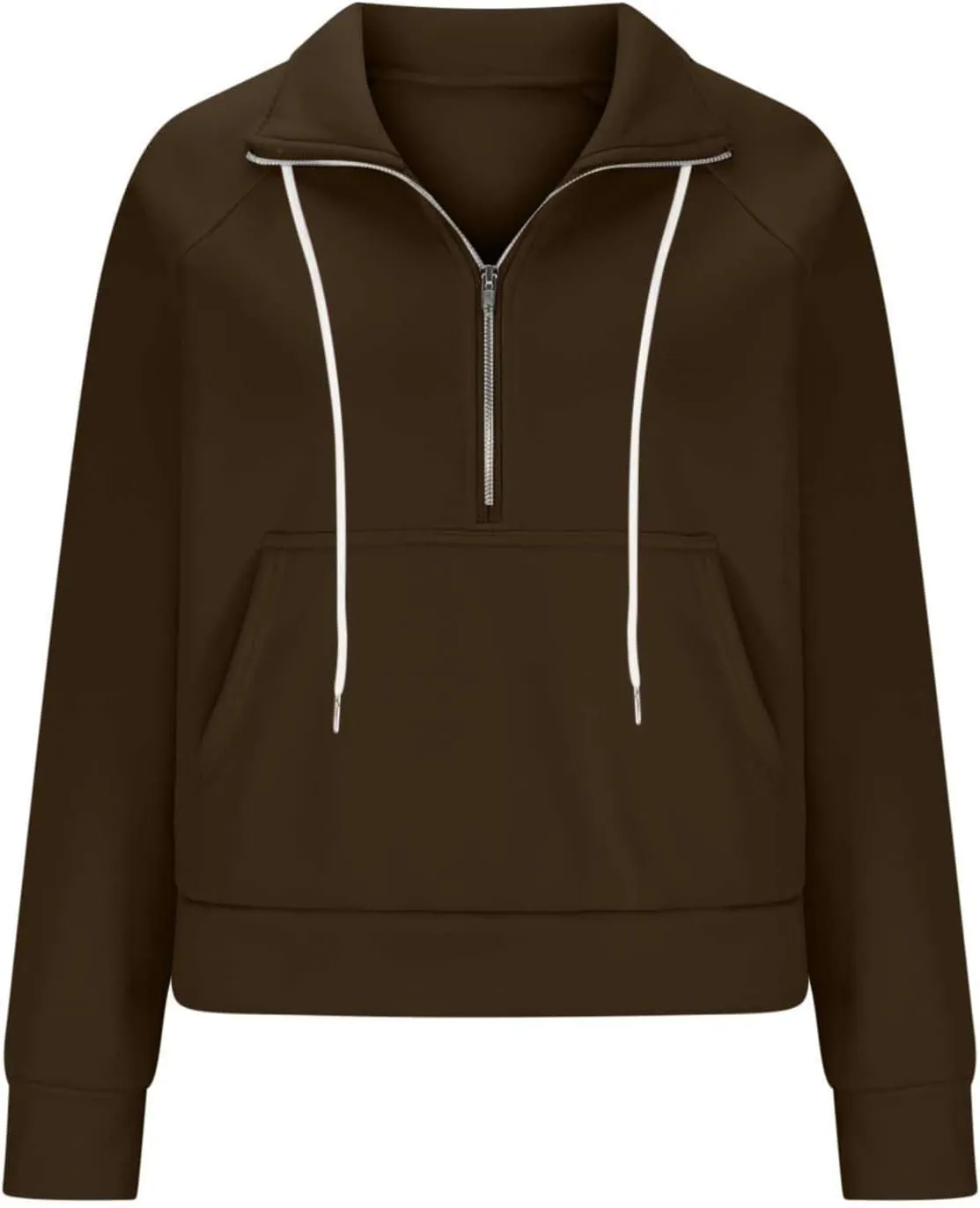 Half Zip Fleece Pullover Sweatshirts Women Fall Crop Sweatshirts No Hood Preppy Sweatshirt Wrap Sweaters with Pockets