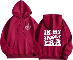Halloween Hoodies for Teen Girls Spooky Season Letter Print Cute Halloween Sweatshirt Casual Trendy Halloween Clothes