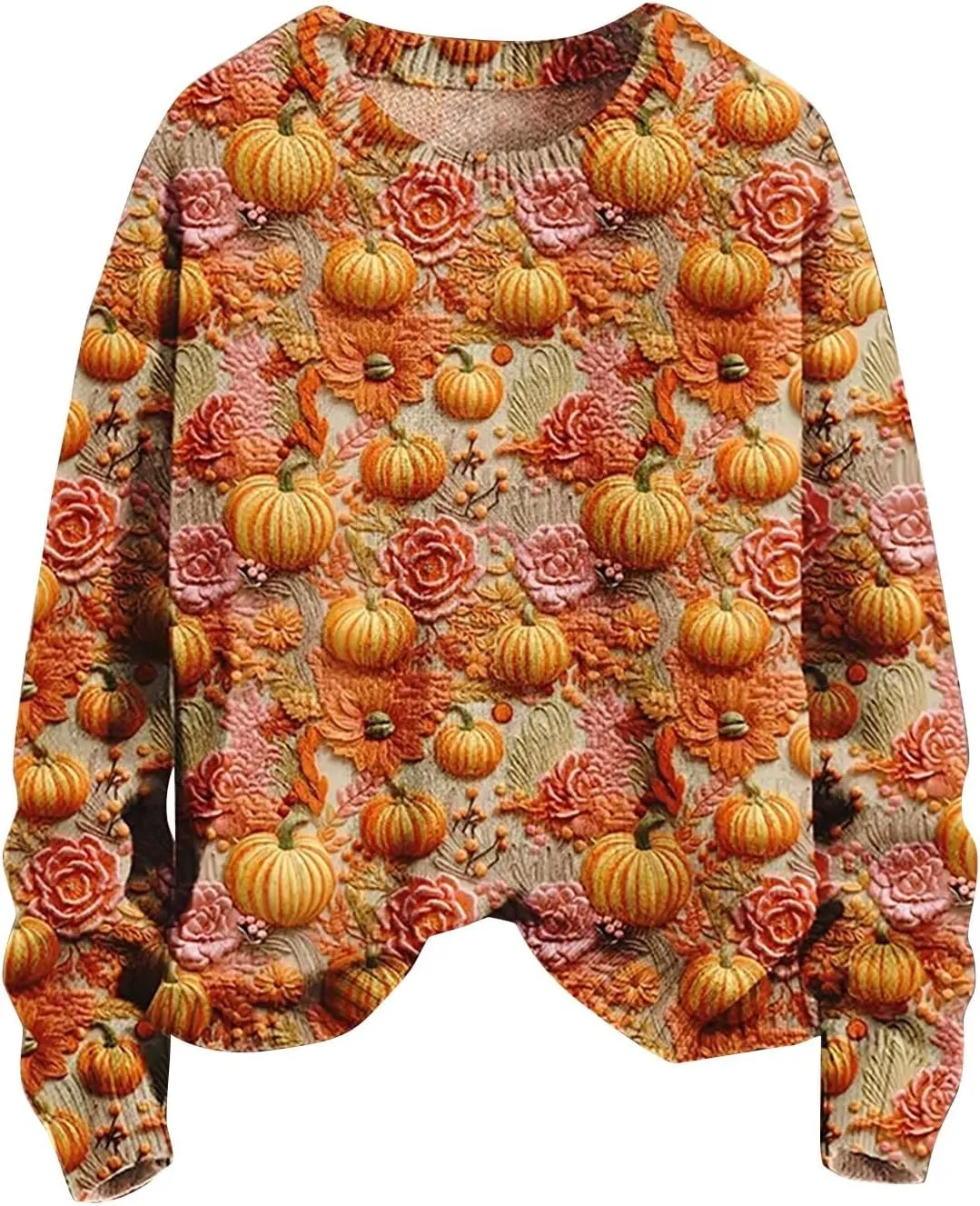 Halloween Pumpkin Sweatshirts Casual Hoodless Sweatshirt Funny Letter Print Long Sleeve Shirt Halloween Sweatshirts