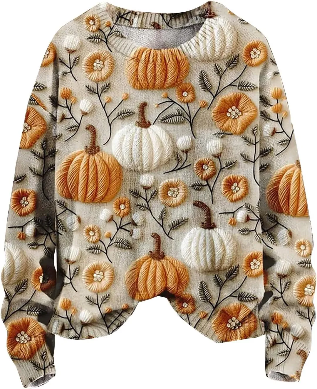 Halloween Pumpkin Sweatshirts Casual Hoodless Sweatshirt Funny Letter Print Long Sleeve Shirt Halloween Sweatshirts