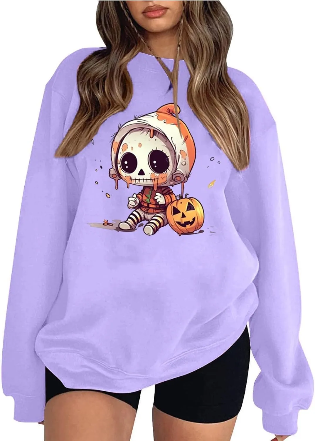 Halloween Sweatshirts For Women Witches Women Sisters Tops Witch Graphic Sweatshirts Pumpkin Face Lightweight