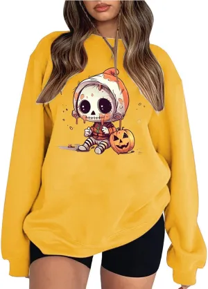 Halloween Sweatshirts For Women Witches Women Sisters Tops Witch Graphic Sweatshirts Pumpkin Face Lightweight
