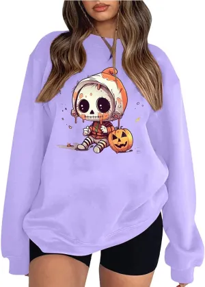 Halloween Sweatshirts For Women Witches Women Sisters Tops Witch Graphic Sweatshirts Pumpkin Face Lightweight