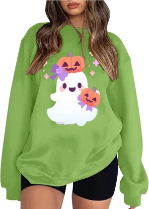Halloween Sweatshirts For Women Witches Women Sisters Tops Witch Graphic Sweatshirts Pumpkin Face Lightweight