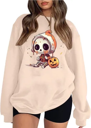 Halloween Sweatshirts For Women Witches Women Sisters Tops Witch Graphic Sweatshirts Pumpkin Face Lightweight