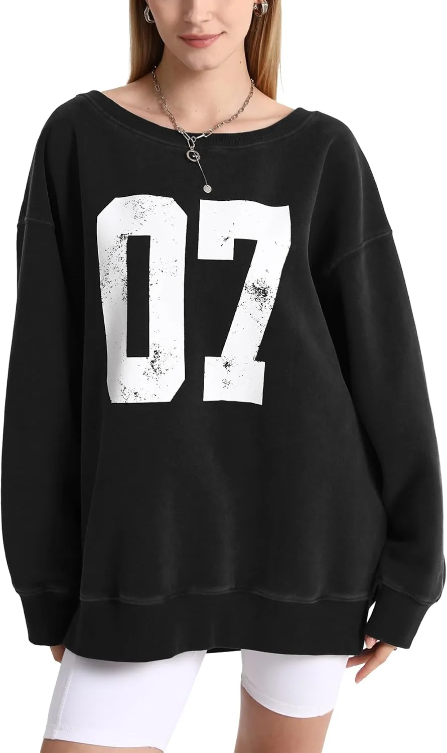 Hatant Off the Shoulder Sweatshirts Womens Graphic Hoodies Jersey Sweatshirts Off Shoulder Sweat Pullover Hoodies for Women
