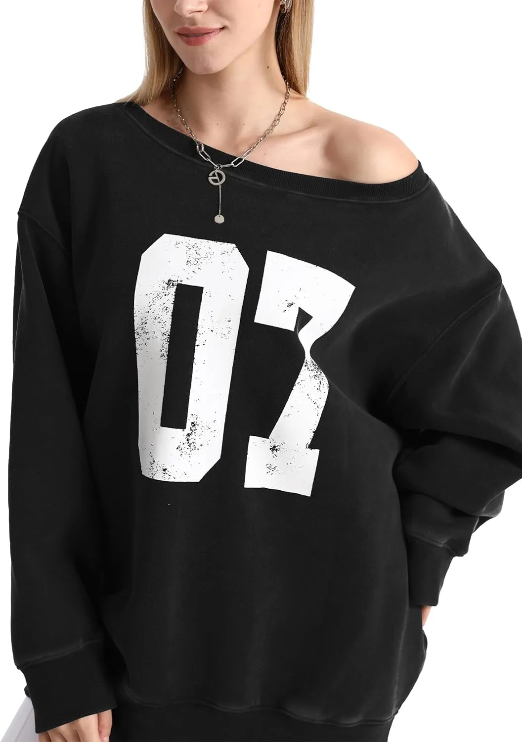 Hatant Off the Shoulder Sweatshirts Womens Graphic Hoodies Jersey Sweatshirts Off Shoulder Sweat Pullover Hoodies for Women