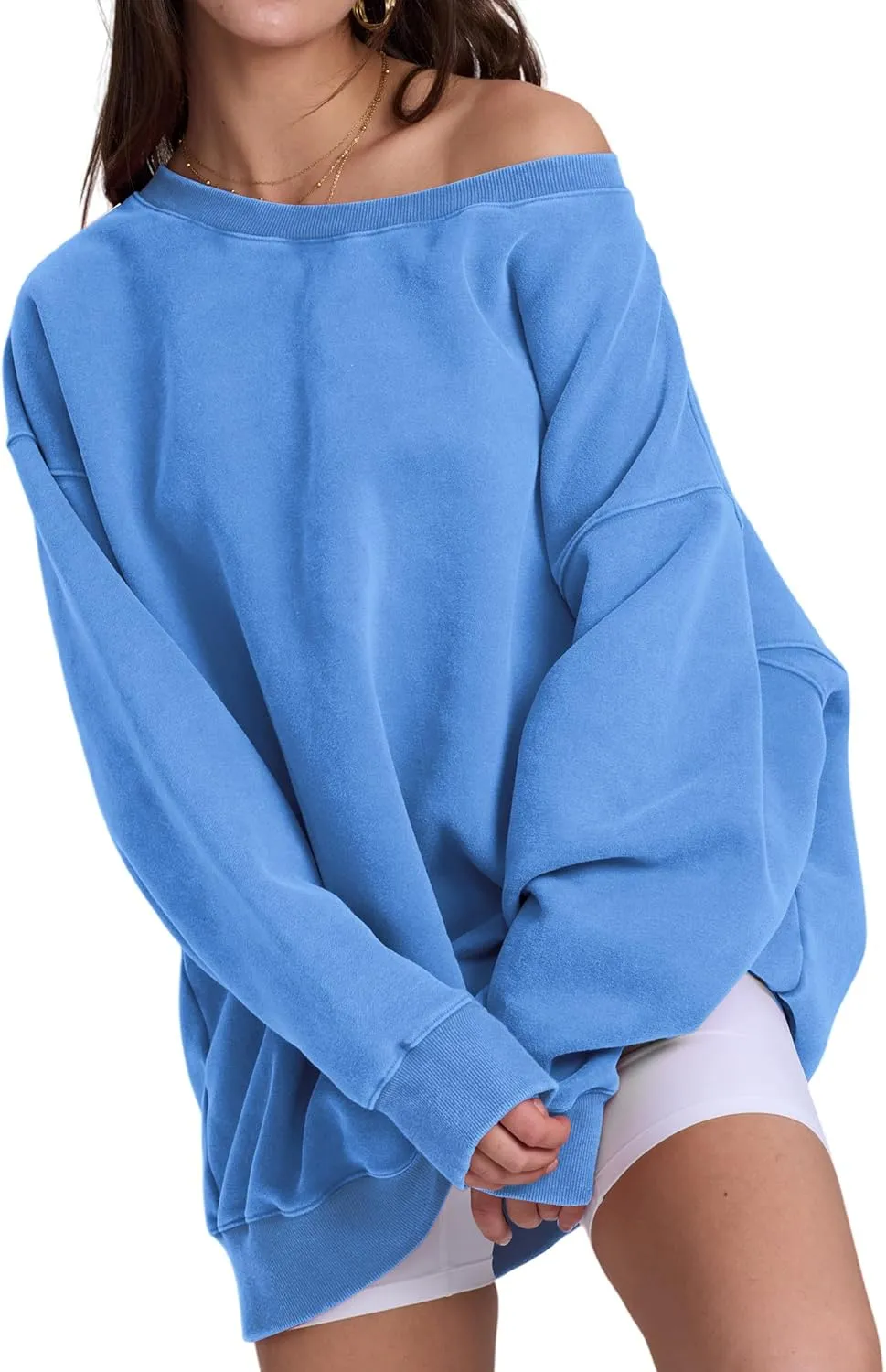 Hatant Womens Off the Shoulder Oversized Sweatshirts One Shoulder Sweatshirts for Women Fashion Hoodies Pullover Sweater Tops