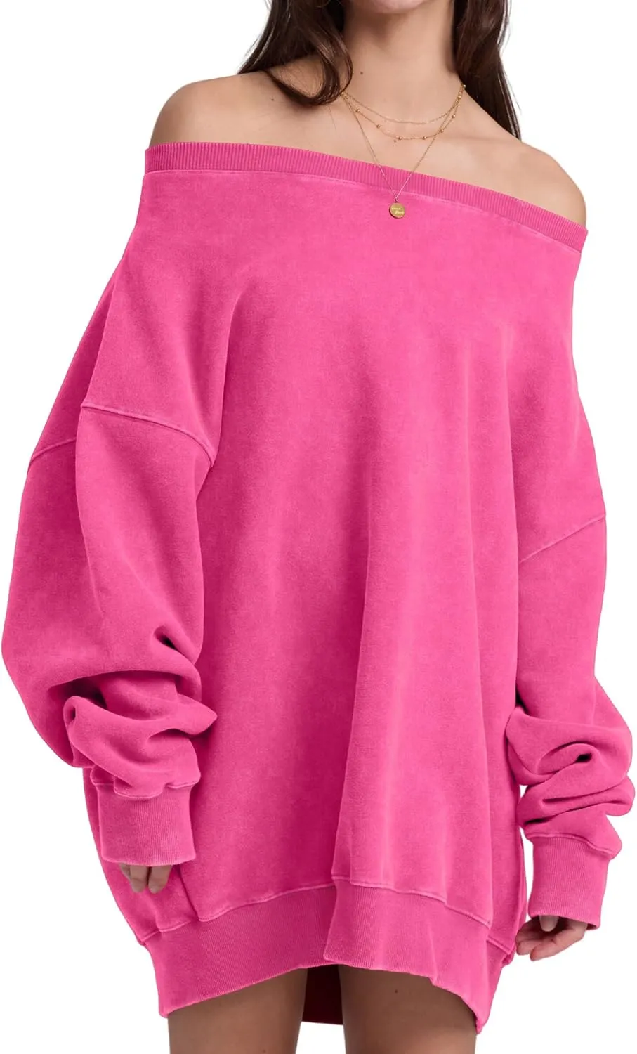 Hatant Womens Off the Shoulder Oversized Sweatshirts One Shoulder Sweatshirts for Women Fashion Hoodies Pullover Sweater Tops