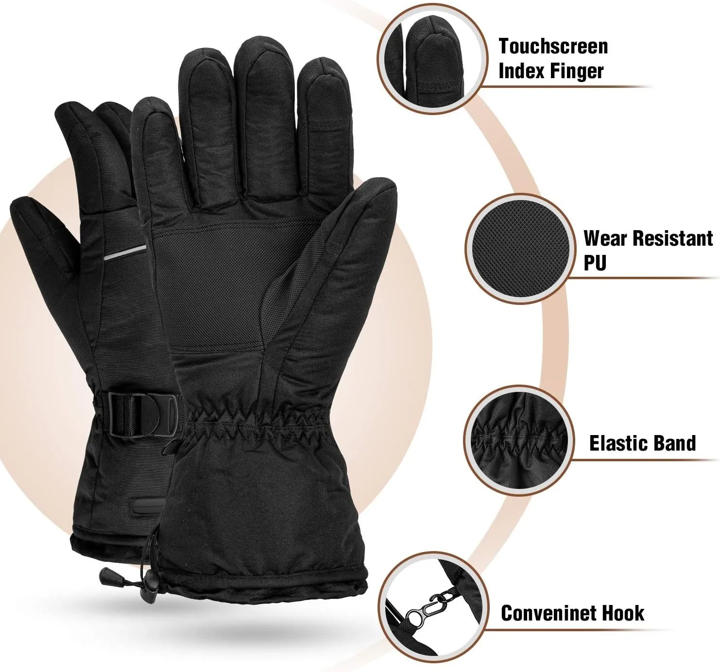 Heated Gloves 8H Working Hours Rechargeable Lithium Battery 3 Temperature Settings Electric Heat Resistant Gloves for Men Women for Sports Outdoor Climbing Hiking Skiing Winter Handwarmer