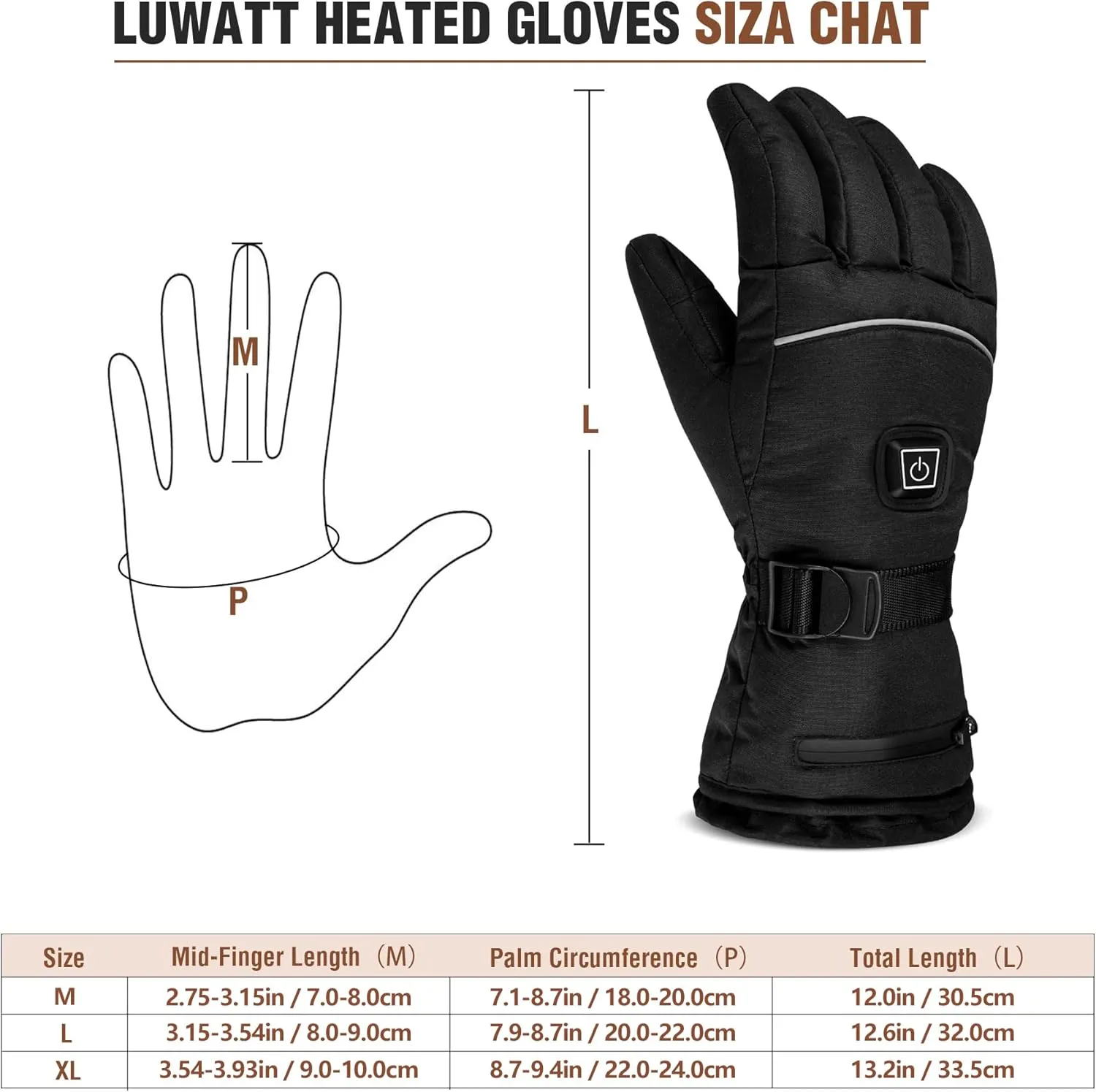 Heated Gloves 8H Working Hours Rechargeable Lithium Battery 3 Temperature Settings Electric Heat Resistant Gloves for Men Women for Sports Outdoor Climbing Hiking Skiing Winter Handwarmer