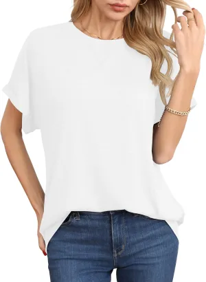 HIYIYEZI Womens Oversized T Shirts Loose Fit Crewneck Short Sleeve Summer Casual Tops