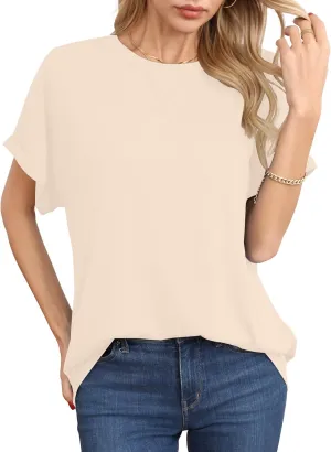 HIYIYEZI Womens Oversized T Shirts Loose Fit Crewneck Short Sleeve Summer Casual Tops