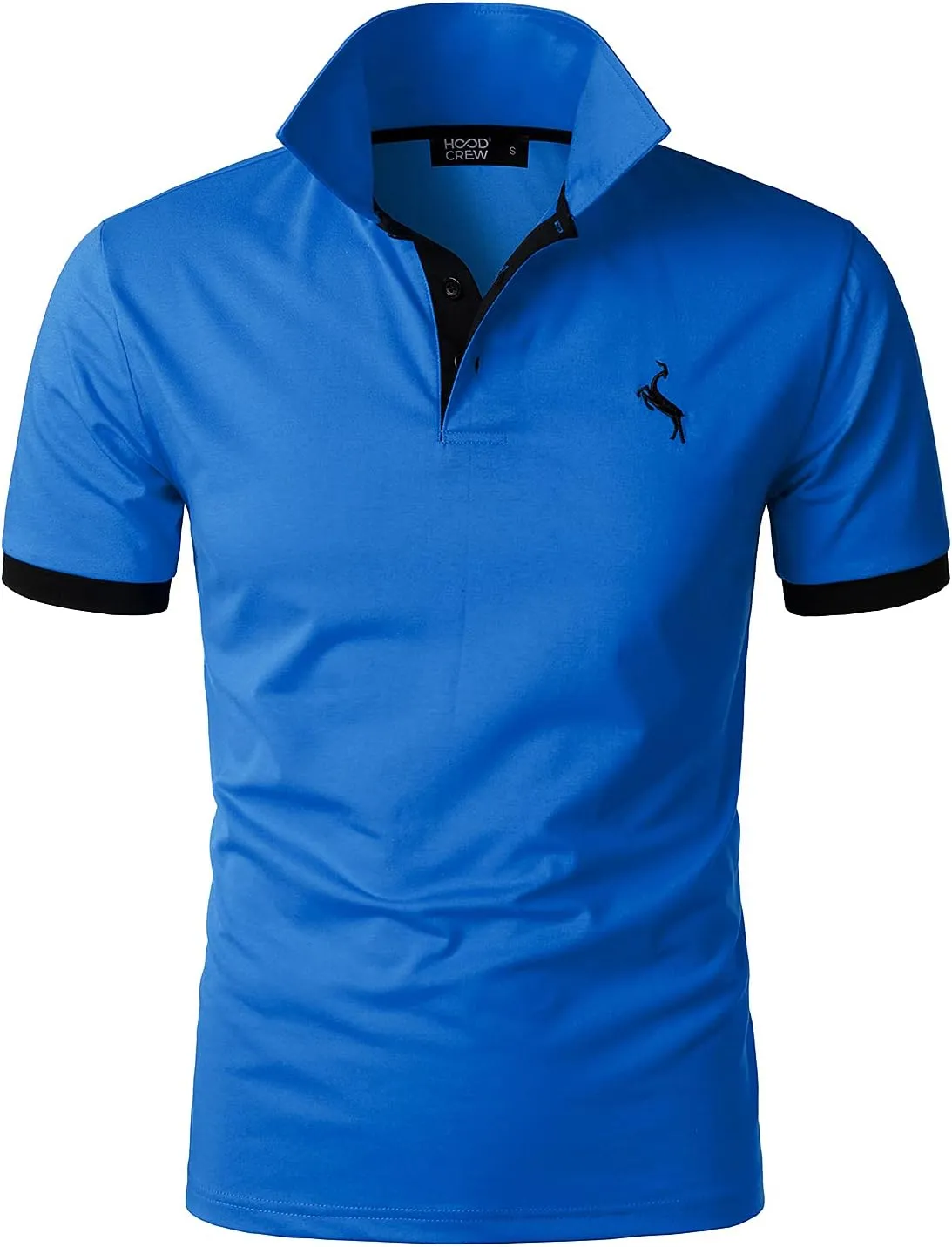HOOD CREW Mens Classic Polo Shirt Short Sleeve Shirts Lightweight Casual Tops