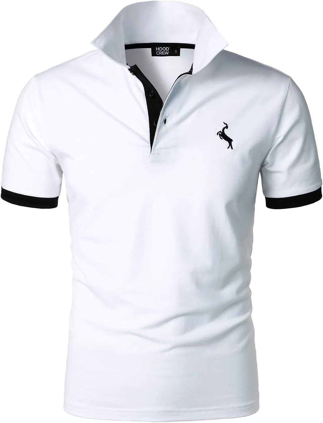 HOOD CREW Mens Classic Polo Shirt Short Sleeve Shirts Lightweight Casual Tops