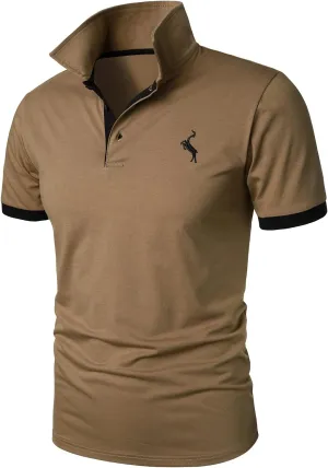 HOOD CREW Mens Classic Polo Shirt Short Sleeve Shirts Lightweight Casual Tops