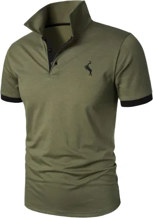 HOOD CREW Mens Classic Polo Shirt Short Sleeve Shirts Lightweight Casual Tops