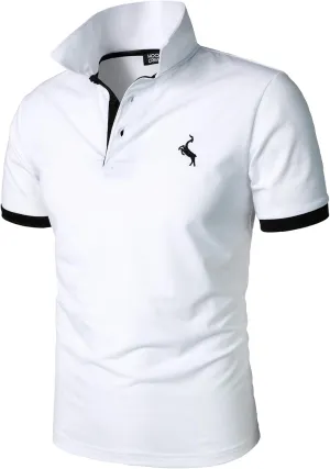 HOOD CREW Mens Classic Polo Shirt Short Sleeve Shirts Lightweight Casual Tops