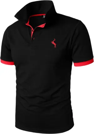 HOOD CREW Mens Classic Polo Shirt Short Sleeve Shirts Lightweight Casual Tops