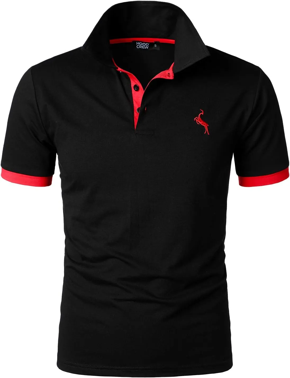HOOD CREW Mens Classic Polo Shirt Short Sleeve Shirts Lightweight Casual Tops