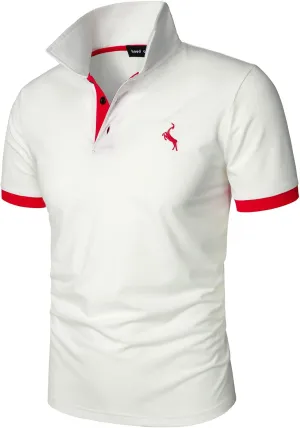 HOOD CREW Mens Classic Polo Shirt Short Sleeve Shirts Lightweight Casual Tops