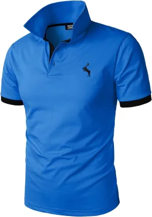 HOOD CREW Mens Classic Polo Shirt Short Sleeve Shirts Lightweight Casual Tops