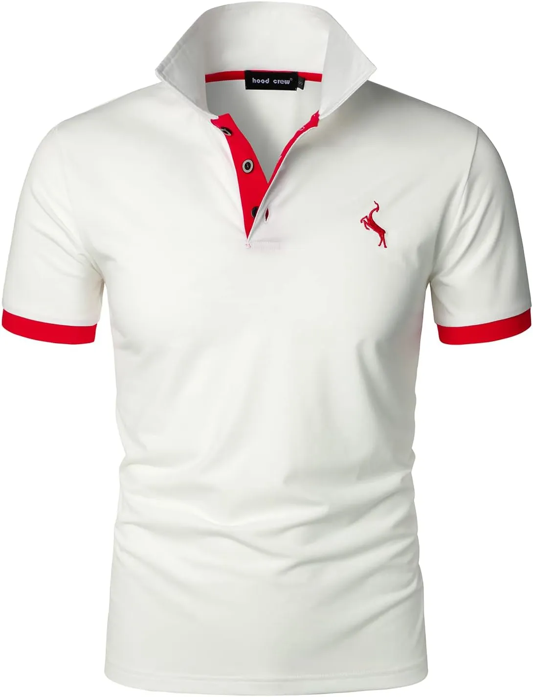 HOOD CREW Mens Classic Polo Shirt Short Sleeve Shirts Lightweight Casual Tops