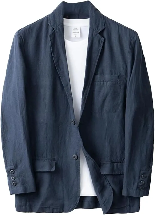 IDEALSANXUN Mens 100% Linen Blazer Casual Suit Jackets Spring Summer Lightweight Sports Coat Tops