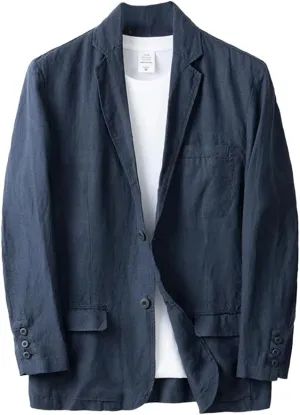 IDEALSANXUN Mens 100% Linen Blazer Casual Suit Jackets Spring Summer Lightweight Sports Coat Tops