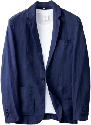 IDEALSANXUN Mens Linen Blazer Casual One Button Lightweight Suit Jackets Sports Coat