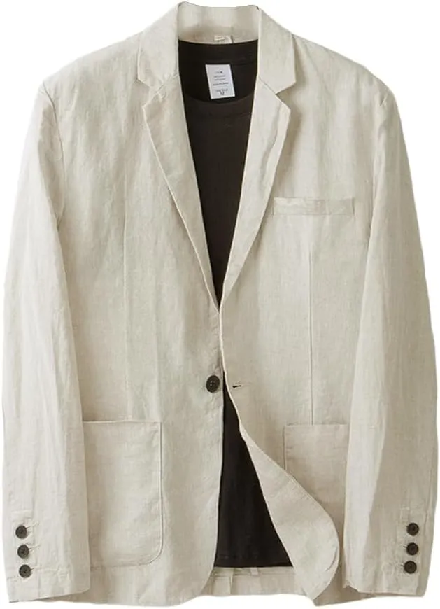 IDEALSANXUN Mens Linen Blazer Casual One Button Lightweight Suit Jackets Sports Coat
