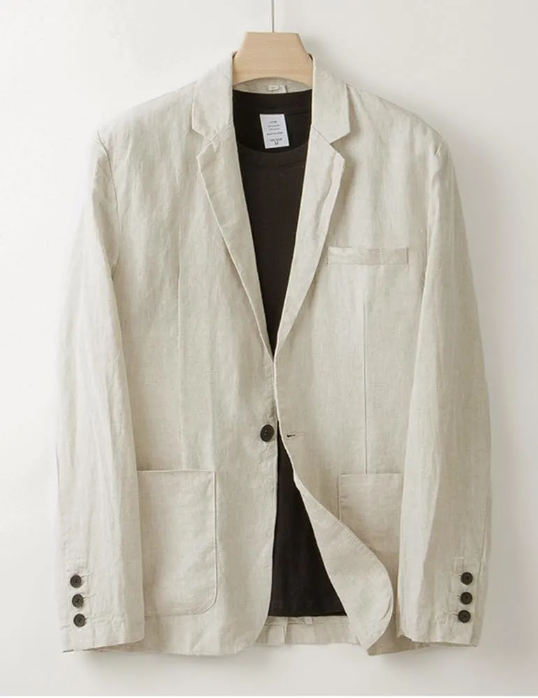 IDEALSANXUN Mens Linen Blazer Casual One Button Lightweight Suit Jackets Sports Coat