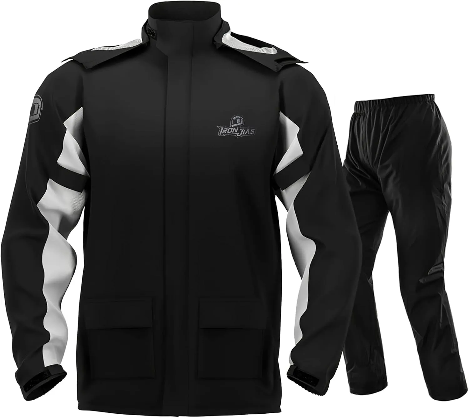 IRON JIA'S Rain Suit, Motorcycle Rain Gear Suit for Men & Women, Jackets & Pants Reflective Waterproof Breathable Raincoat for Fishing, Hiking, Farm, Work