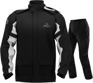 IRON JIA'S Rain Suit, Motorcycle Rain Gear Suit for Men & Women, Jackets & Pants Reflective Waterproof Breathable Raincoat for Fishing, Hiking, Farm, Work