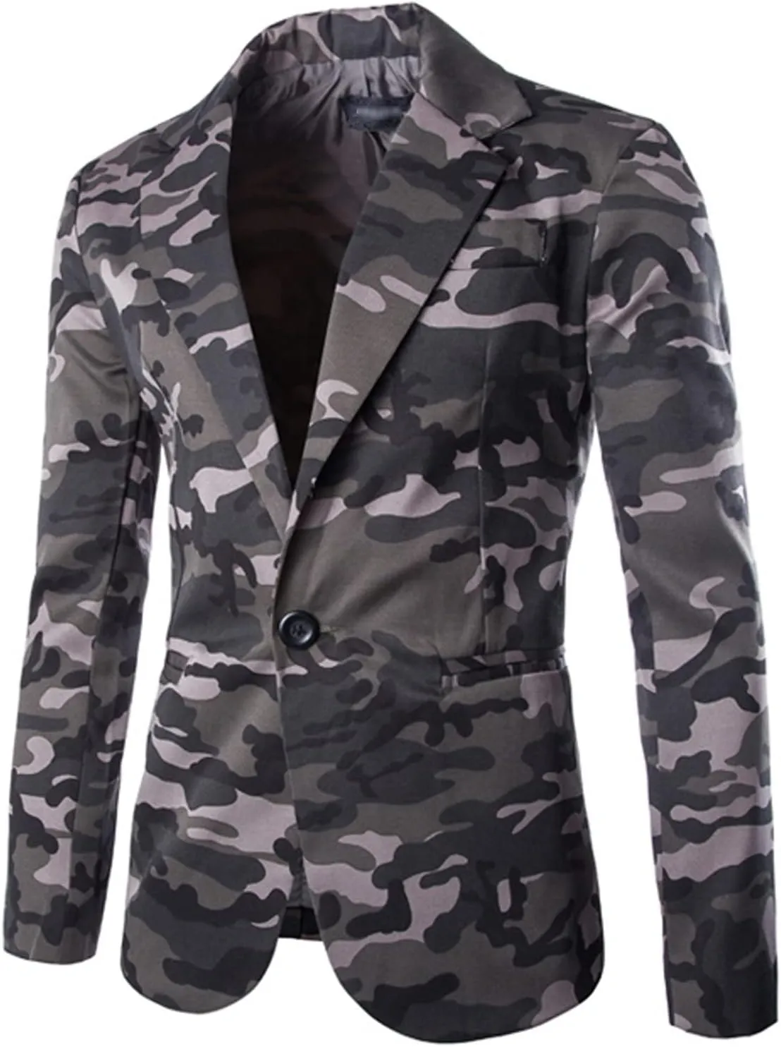 Jacket Blazer for Men, Camo Print Casual Outwear, Notched Collar Slim Fit Suit Jackets