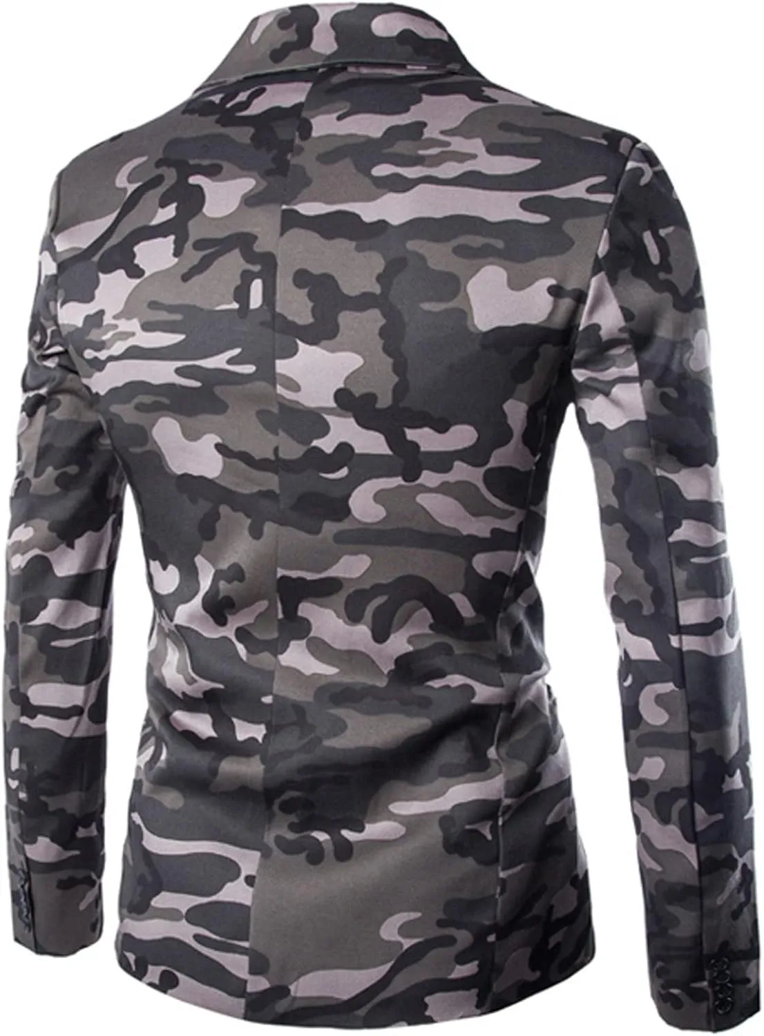 Jacket Blazer for Men, Camo Print Casual Outwear, Notched Collar Slim Fit Suit Jackets