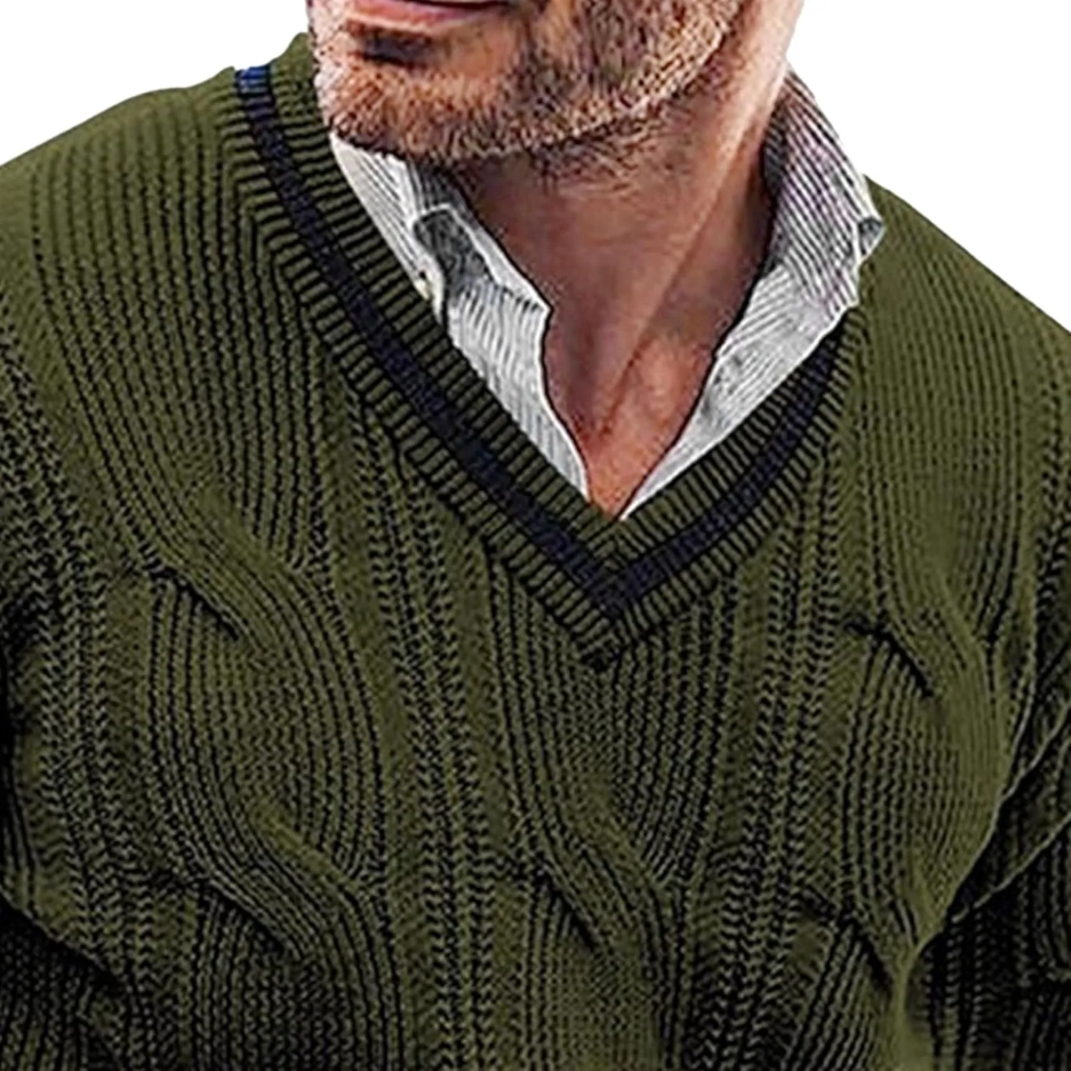 JEShifangjiusu Mens Fall Winter V Neck Knit Sweater Twisted Texture Knitted Pullovers Long Sleeve Ribbed Hem Sweaters