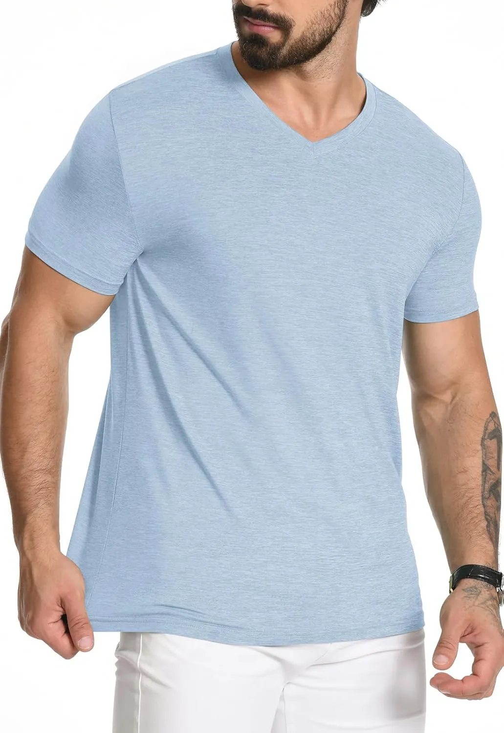 KESIHAN Men's T Shirts V Neck 2 Pack Tees Breathable Everyday Essential Casual Tops