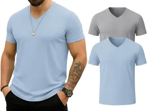 KESIHAN Men's T Shirts V Neck 2 Pack Tees Breathable Everyday Essential Casual Tops