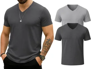 KESIHAN Men's T Shirts V Neck 2 Pack Tees Breathable Everyday Essential Casual Tops