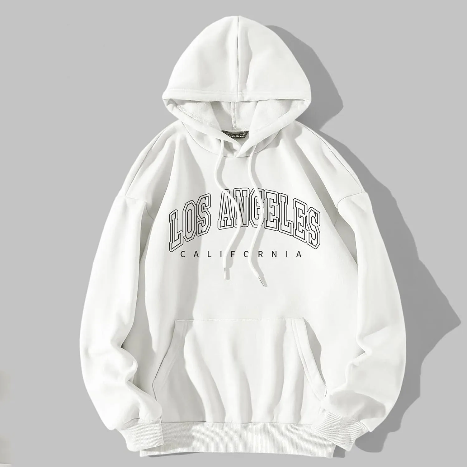 Ladies Women's Letter Graphic Hooded Print Round Neck Long Sleeve Sweatshirt Tops Sweater with Back Zipper